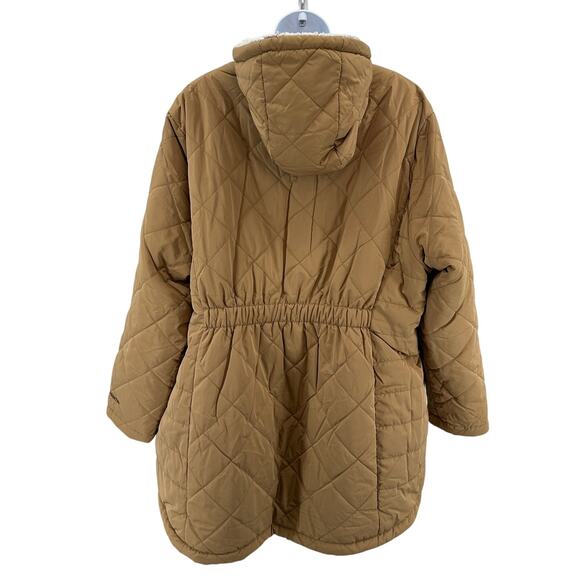 Free Country Jacket Womens 2X Tan Quilted Sherpa Fleece Lined Hooded Drawstring - Picture 5 of 7